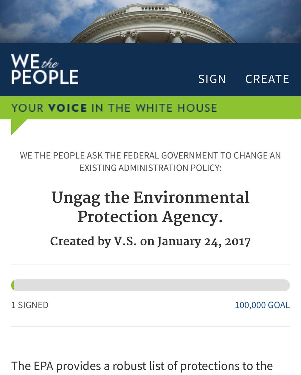 Have White House #WeThePeople petitions stopped recording signatures? This one's been stuck at 1 all day. I know more than 1 person signed.