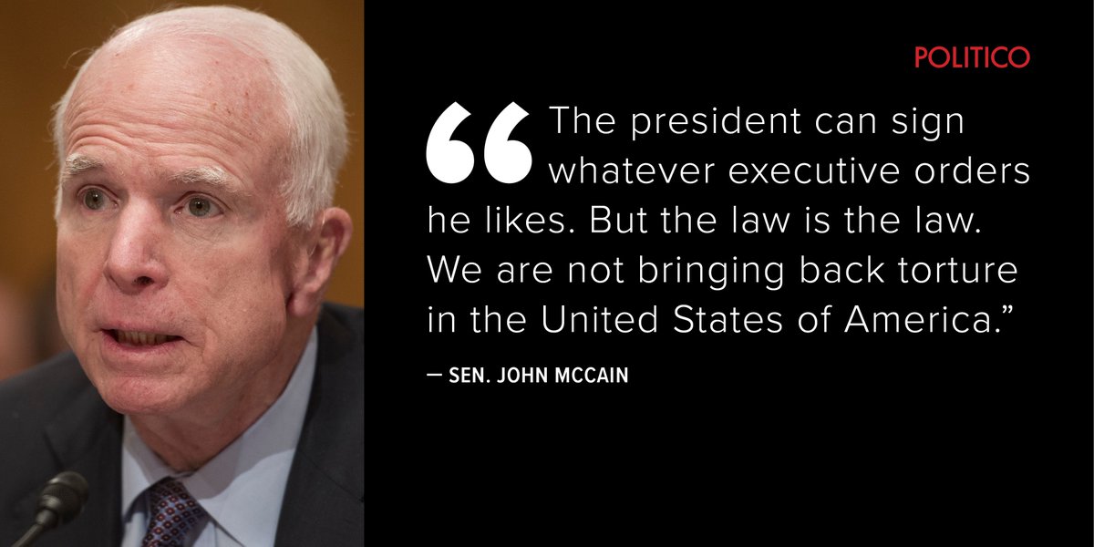 politico's tweet photo. John McCain warns President Trump on torture https://t.co/uEFbalIdZL https://t.co/MQJ8taVpeY