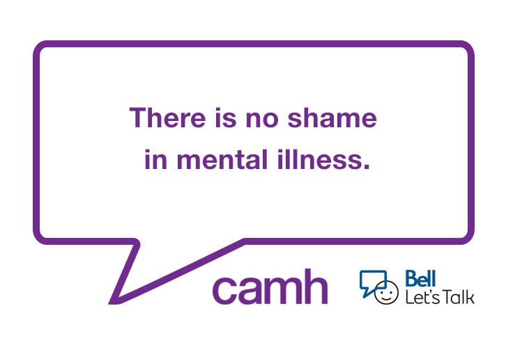 Share if you agree: There is no shame in #mentalillness. #BellLetsTalk