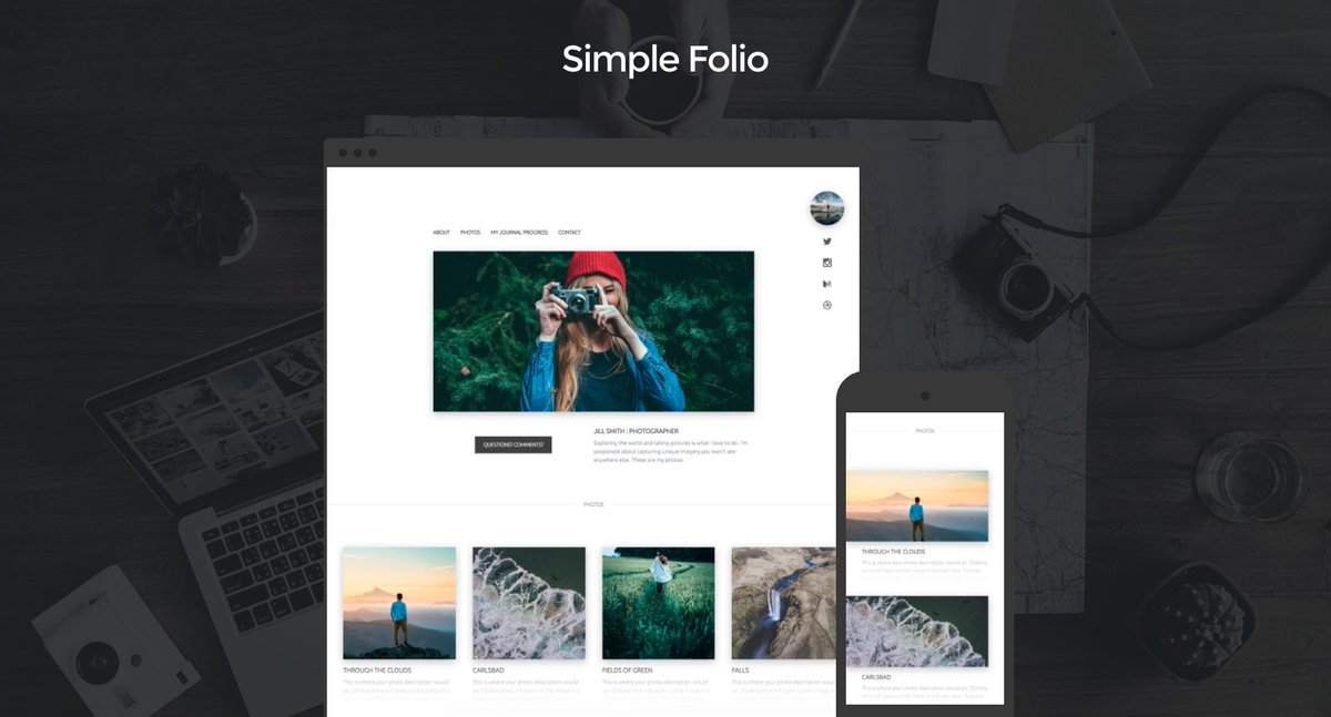 Press75's tweet image. Check out our latest single page #WordPress theme we just released today! Simple Folio. press75.com/view/simple-fo… 

#photography #folio