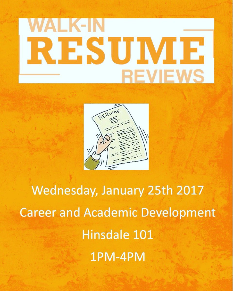 Stop by this afternoon and have your resume reviewed!