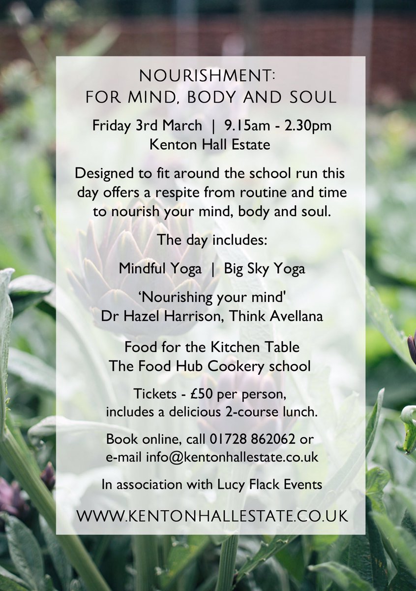 FlackLucy's tweet photo. Nourishment Day Friday 3rd March @HallKenton https://t.co/ojy4FAhEux