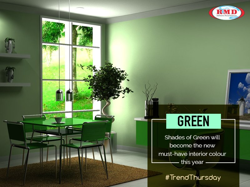 RMDBoards's tweet photo. Unlike last year, where we saw a trend of midnight &amp; navy blues, this year we'll have shades of green dominate the interiors.
#TrendThursday https://t.co/G59MH4iGAq