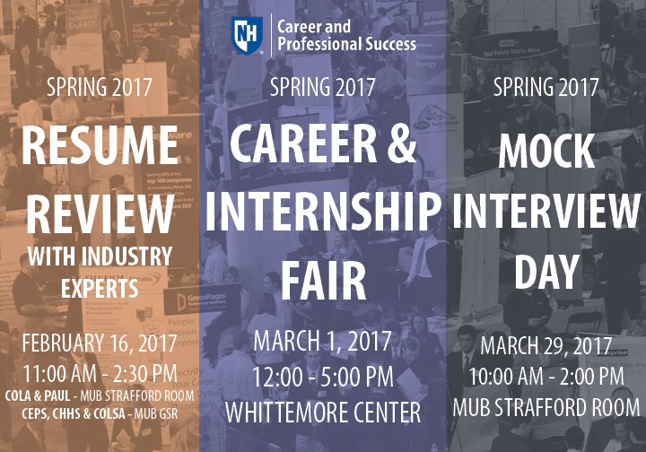WildcatsAtWork's tweet photo. Welcome back Wildcats! Mark your calendars now and don't miss out on our upcoming career events this semester! @UNHStudents @UofNH https://t.co/5rkaNKOMxC