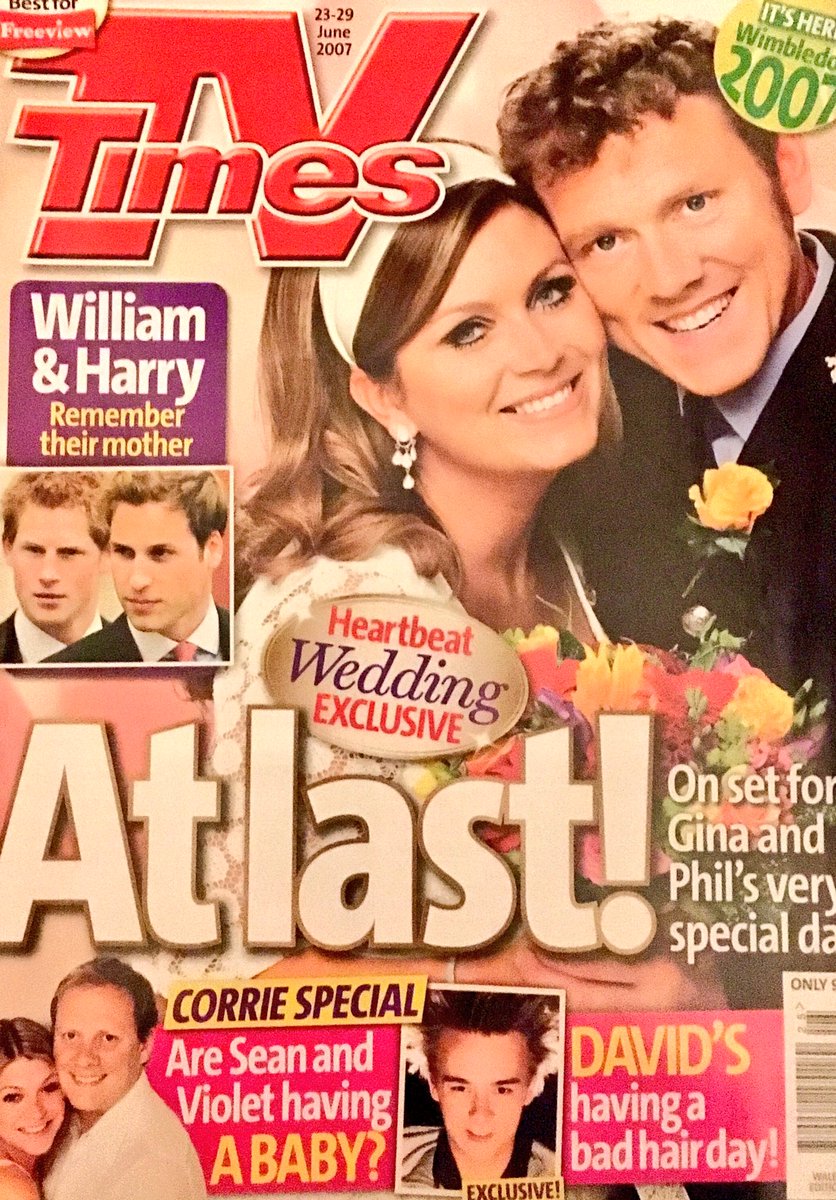 TvHeartbeat's tweet photo. The @tvtimesmagazine front cover for the original broadcast of Gina &amp; Phil's wedding 10 years ago, repeated on ITV3 today! @triciapenrose ❤ https://t.co/t0OBbgYzOW