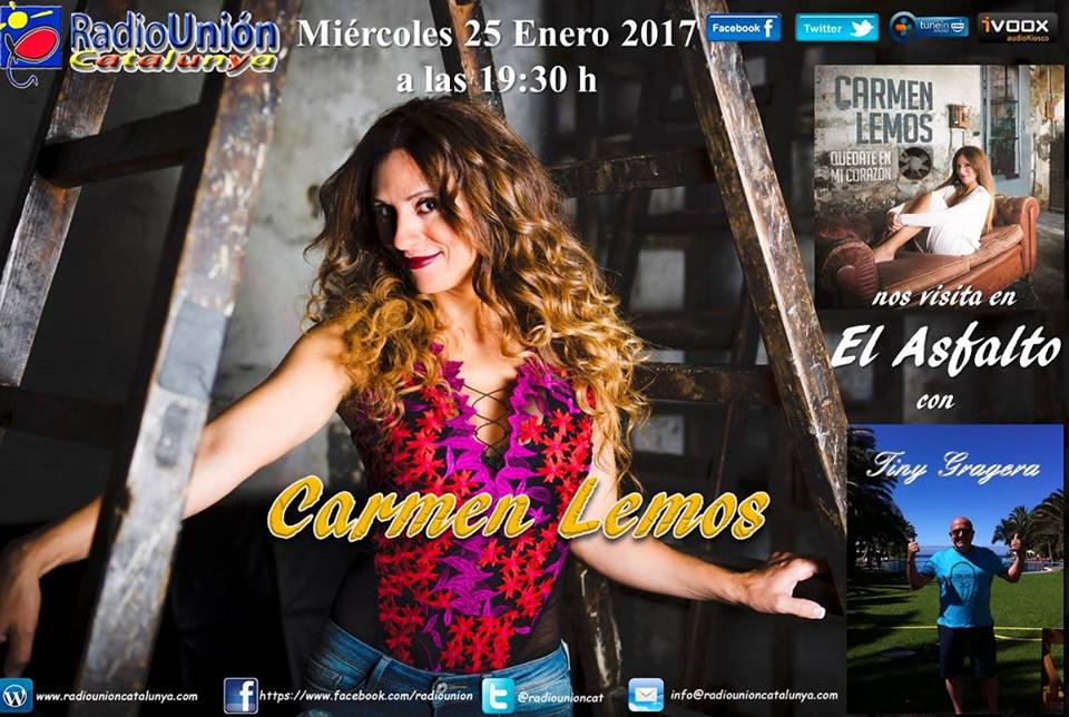 FansCarmenLemos's tweet photo. En poco minutos @CarmenLemos2 en @radiounioncat #nuevosingle #quédateenmicorazón #carmenlemos a las 19:30. No os la perdais! https://t.co/v5gGCr3X73