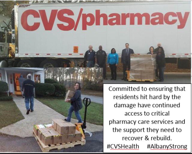 CordlePharm's tweet photo. Relief supplies delivered to the Albany area!                #CVSHealth           #AlbanyStrong https://t.co/uOdMIFVhUh