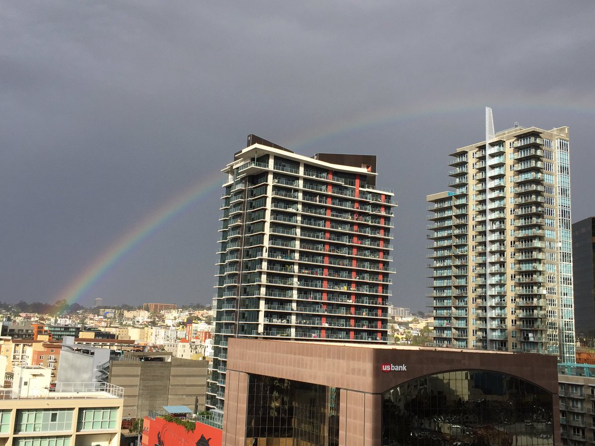 Amy_E_K's tweet photo. Look at the beautiful rainbow after our recent weather. So lucky to live in San Diego and all its beauty! @CamdenTuscany https://t.co/WXR4MbsMug