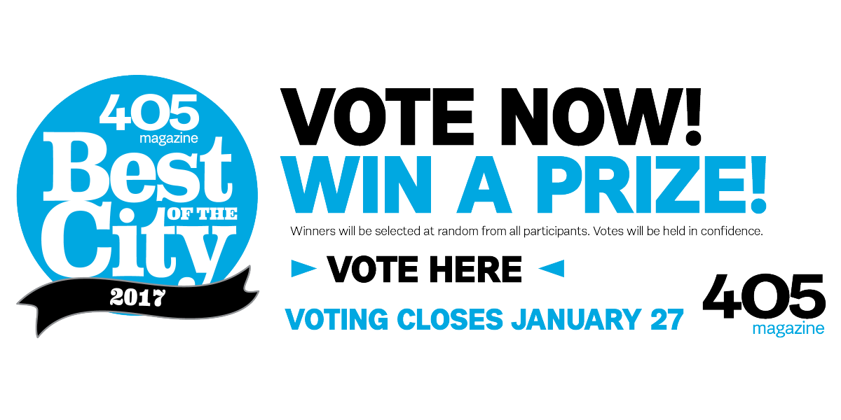 The polls close Friday; don’t forget to VOTE for Best of the City! (And win a prize!) 405magazine.com/awards