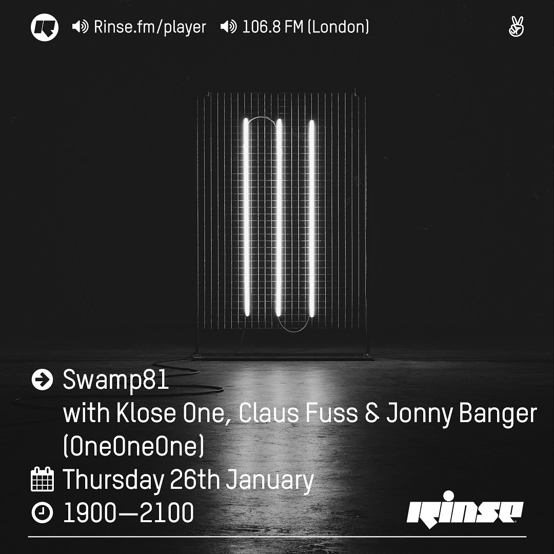 Tomorrow were bringing OneOneOne to the <a href="/SWAMP81/">SWAMP 81</a> <a href="/RinseFM/">Rinse FM</a> show with loads of new exclusive music and a guest mix from <a href="/ClausFuss/">Claus Fuss</a>  :)