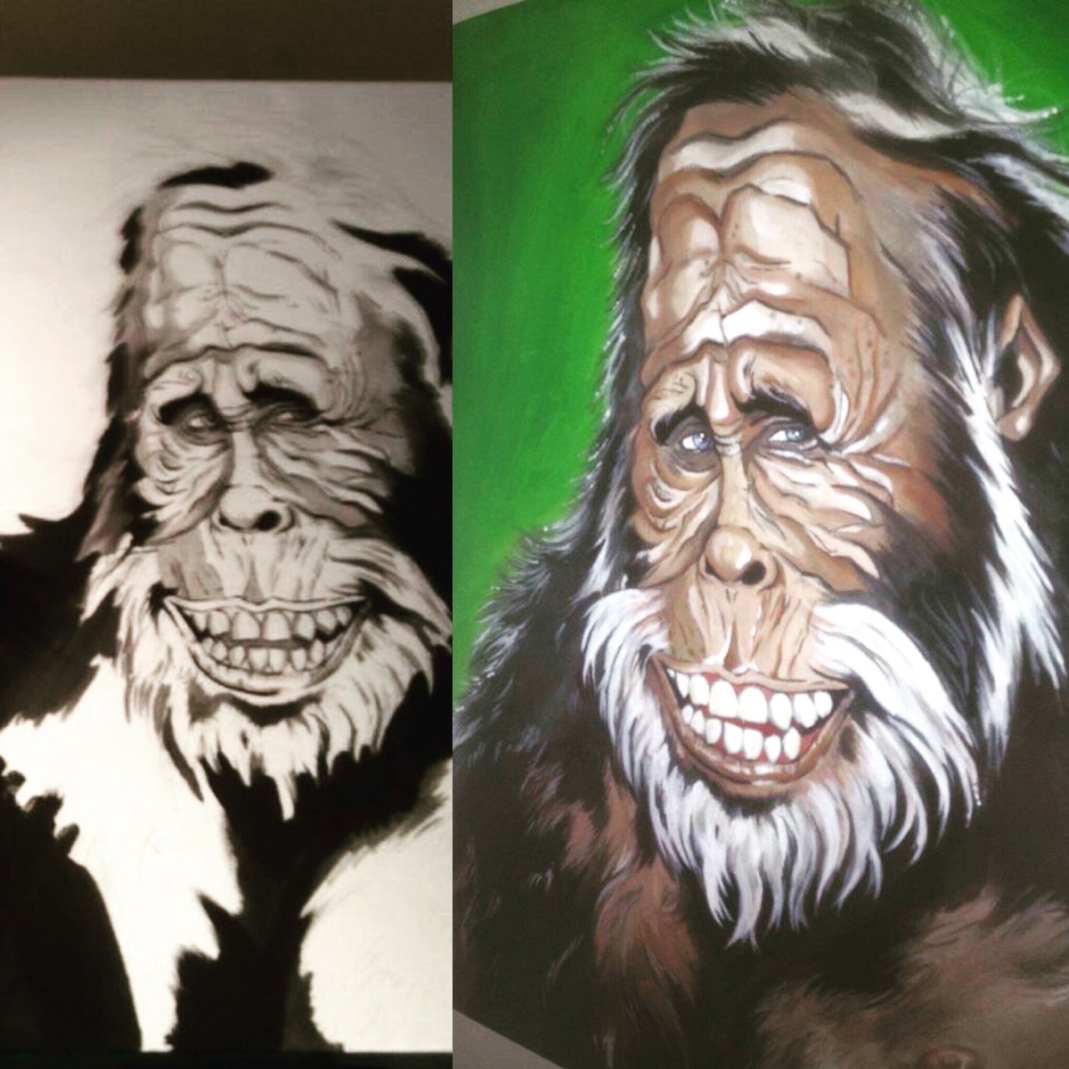 bonoboboulevard's tweet photo. Not quite an ape but I had to paint this Harry &amp; the Henderson's! #80s #art #bigfoot #illustration #painting #movies https://t.co/YAZzBdvbrM