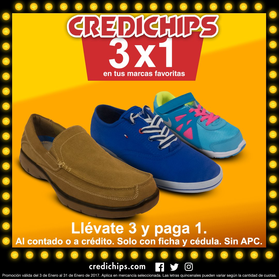 Credichips's tweet image. Continúa nuestro 3x1 en tus marcas favoritas de Credichips. Combina los modelos que más te gusten y llévatelos todo a casa.