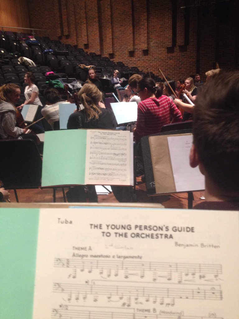 SUSOrchestra's tweet photo. Tuba view for Young Person's Guide! #SUSOGala https://t.co/DA16T7RgTy