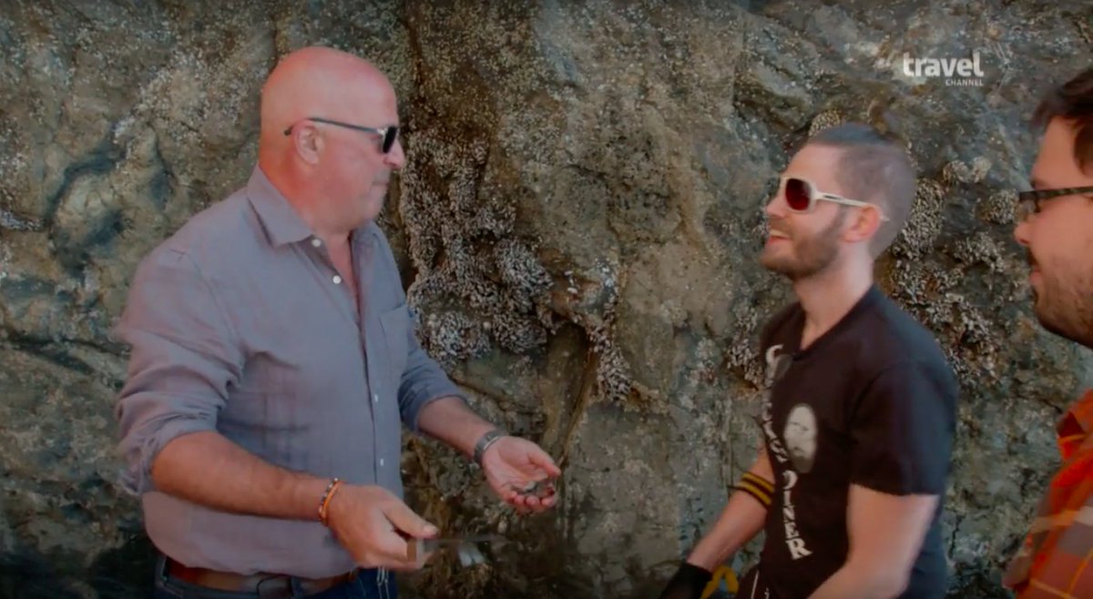 Eater's tweet photo. Andrew Zimmern scavenges for delectable barnacles in "Bizarre Foods" teaser https://t.co/66iscAcdZP https://t.co/co1u7d2SCj
