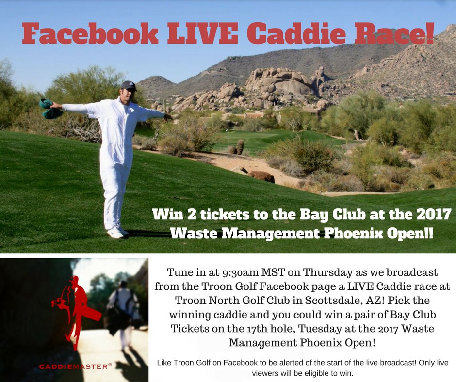 Troon's tweet photo. We are having a LIVE Caddie race on Facebook tomorrow! Pick the winner, you could win tickets to the #WMPO! INFO: https://t.co/EfrMV7Zqar https://t.co/zzDoMDfSZk