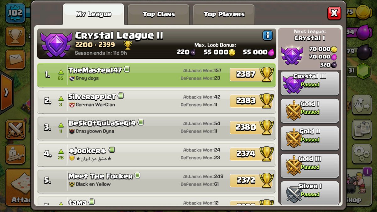 AClasher101's tweet photo. Started trophy pushing! Champions and possibly Titans league await! #ClashOfClans https://t.co/rGZsg4HQZK