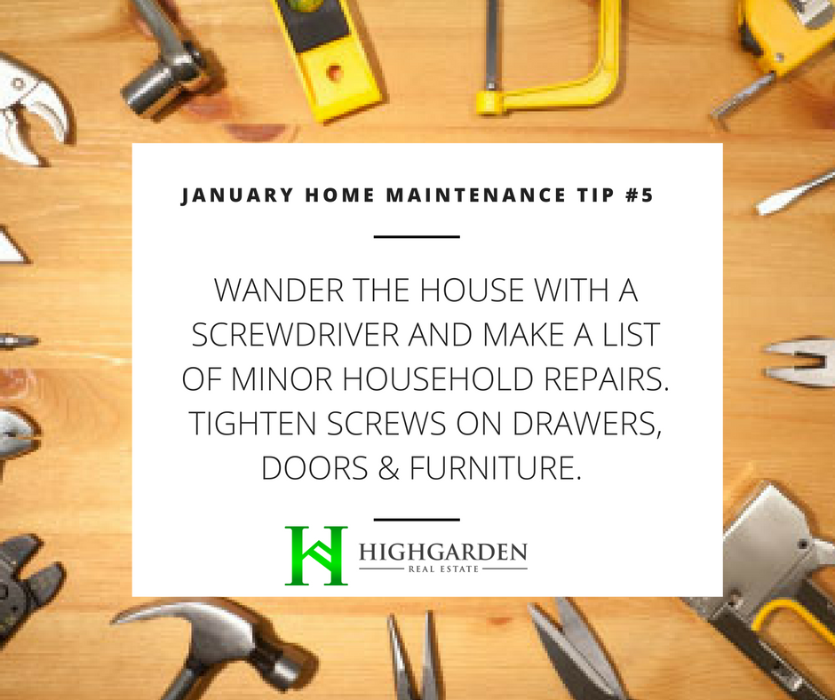 January Home Maintenance Tip #5: Wander the house with a screw drive r&amp; make a list of minor household repairs that can be done in a weekend