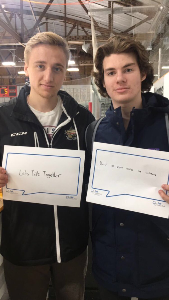 OJHLGoldenHawks's tweet photo. @janzsauce &amp; Connor Quinn want to help end the stigma of mental illness #BellLetsTalk https://t.co/Z7F6xYYuKu