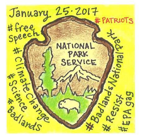 OpalBinia's tweet photo. The True American Patriots #resist @AltNatParkSer #badlandsnationalpark #badlands #sciencematters #climatechange #apostitnoteaday https://t.co/16HFqCBmcs