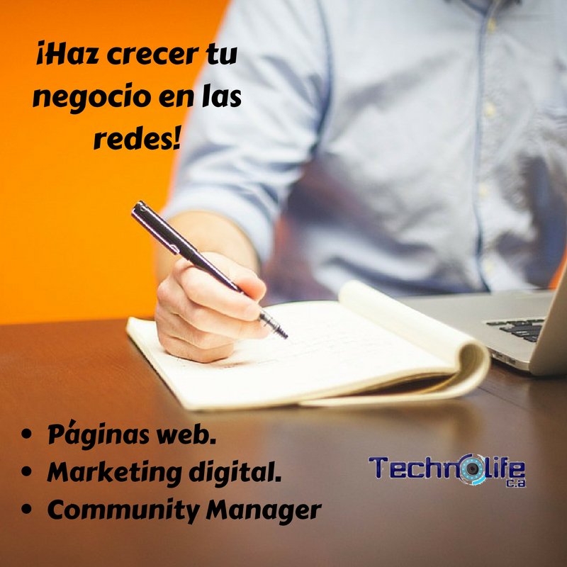 TechnoLifeCA's tweet photo. Si quieres hacer crecer tus redes, crear tu página web y que tu negocio llegue e más personas, ¡podemos ayudarte! ¡Escríbenos! https://t.co/5OYrl4AYat