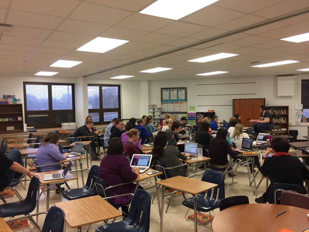 aliciaduell's tweet photo. #GWMS teachers diving into @MobyMax during Early Release Day #GWMStech #WeAre44 @44ITC https://t.co/qDFhP7TvAv