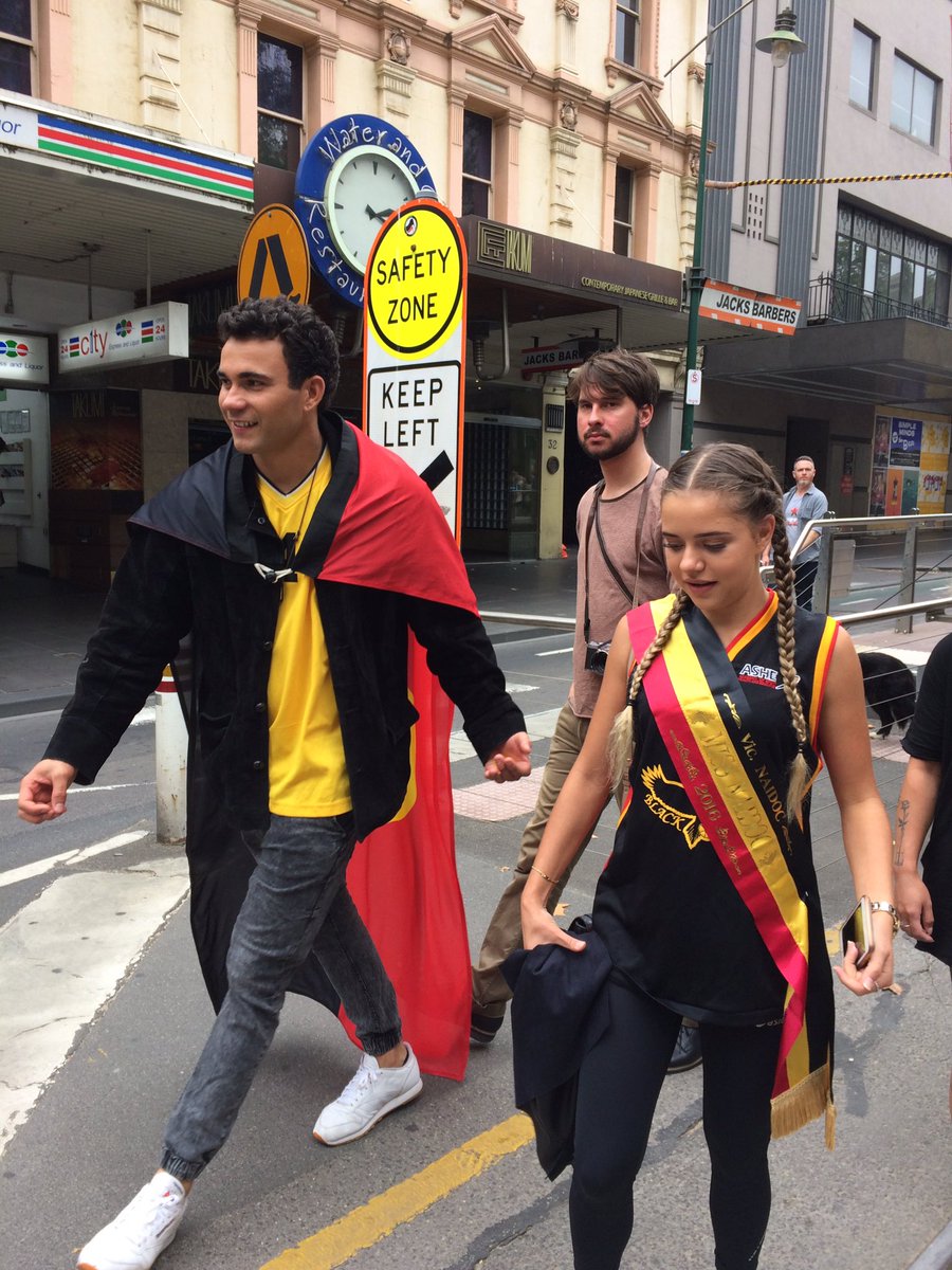 vegemiteblonde's tweet photo. My bub Nelson with Miss #NAIDOC2016 marching #InvasionDay2017 ✊🏽#changethedate #SurvivalDay https://t.co/lGqS85WqcR