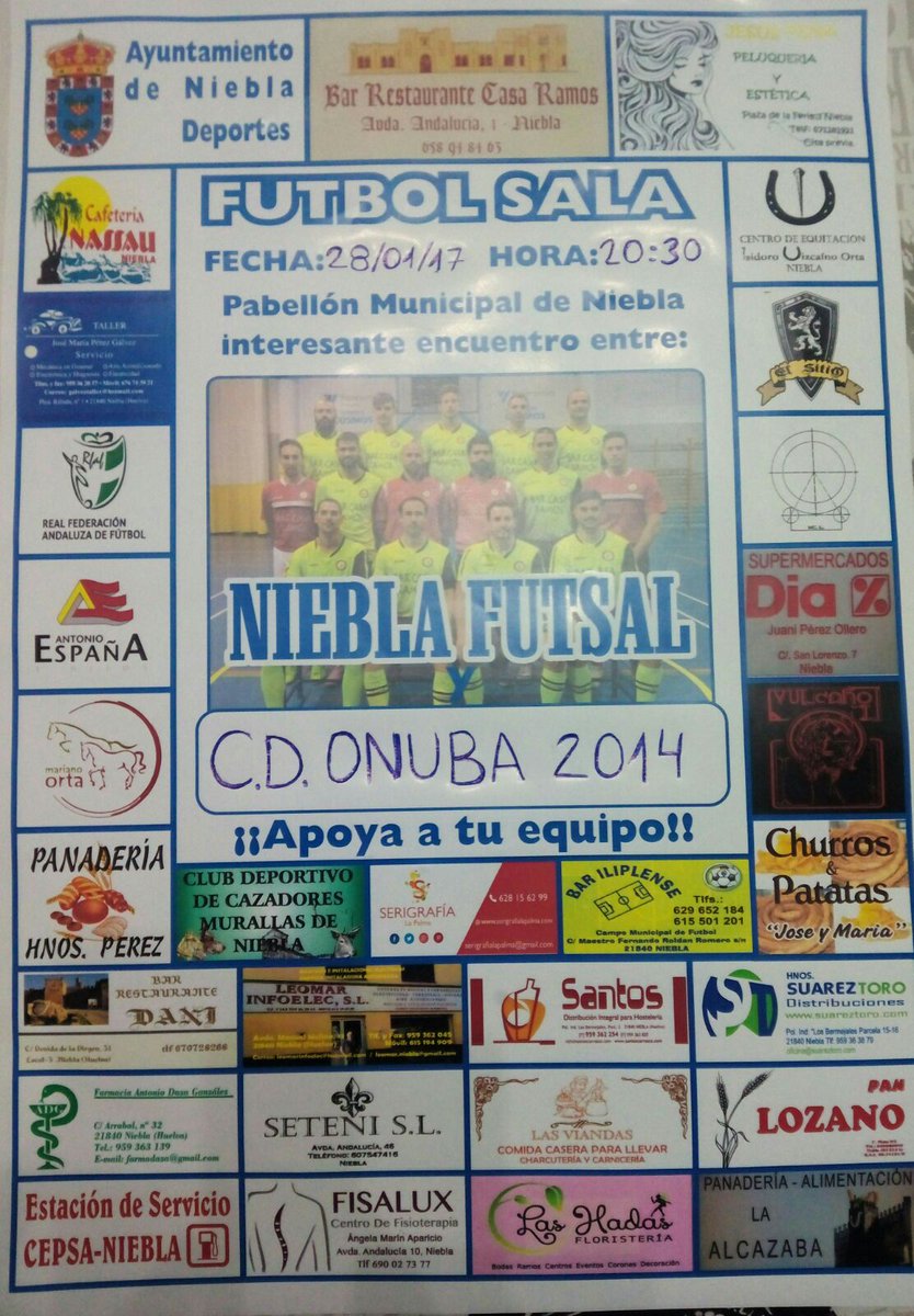 Este sábado a las 20:30h, vuelve el futbol sala a nuestro pabellón con la visita del C.D Onuba actual líder de la categoria.
Te esperamos.