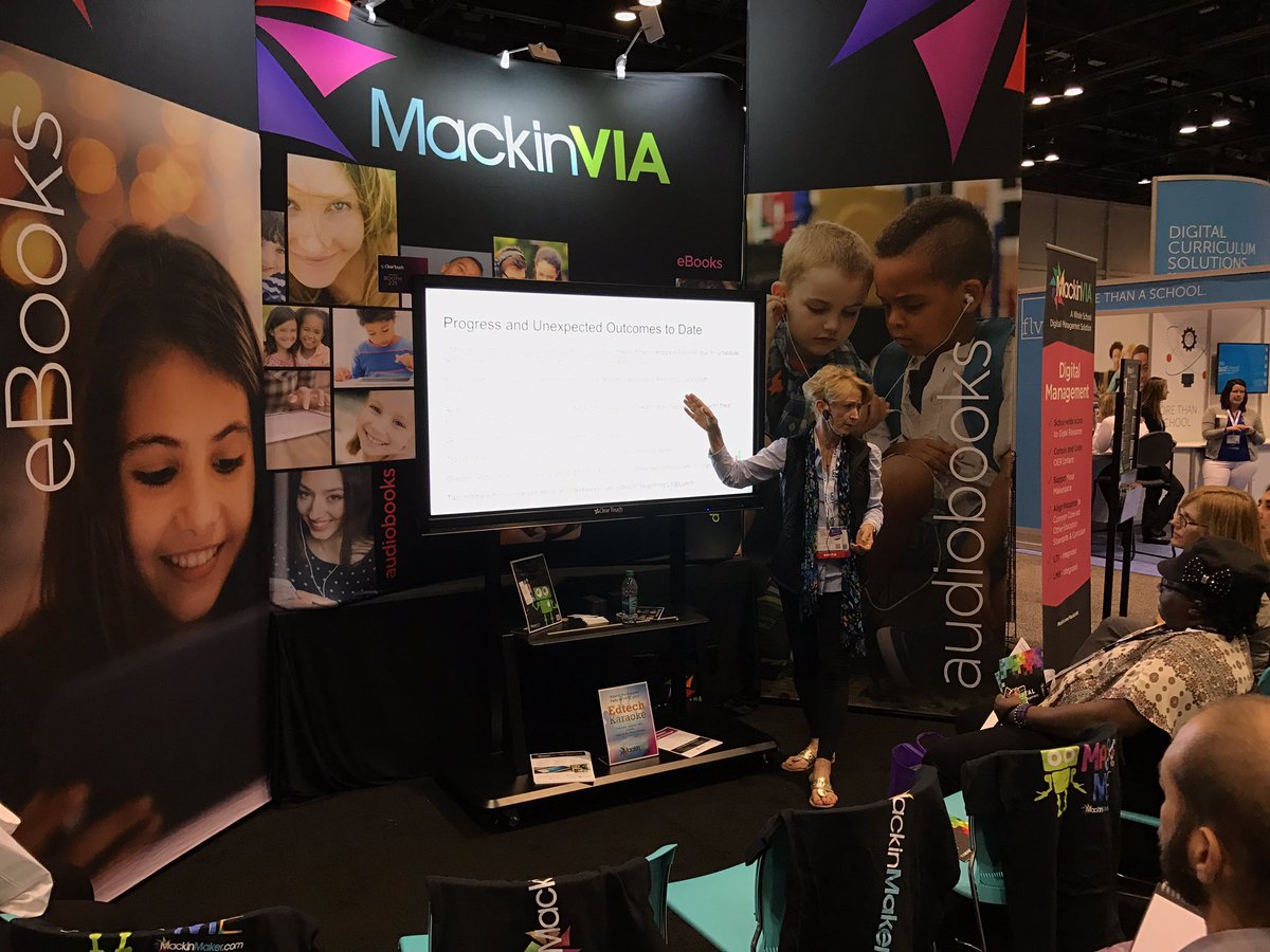 Watching <a href="/debsvec/">Deb Svec</a> talk at the <a href="/MackinVIA/">MackinVIA</a> booth at #FETC2017 about an awesome cross-school project!! @pbghs