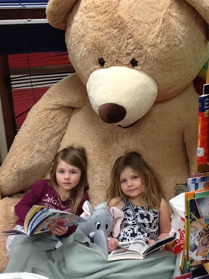 JDEschool's tweet photo. Buddy reading with a big big friend. Thanks to our Parent Council for buying us a bear buddy. https://t.co/9yk2dft2lO