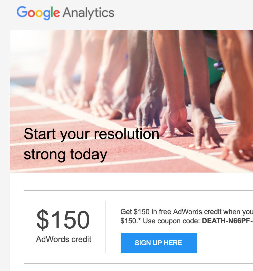 DaveDececco's tweet photo. I feel like @Google is trying to send me a message through this coupon code.  Should I be nervous? https://t.co/D34VfblSDl
