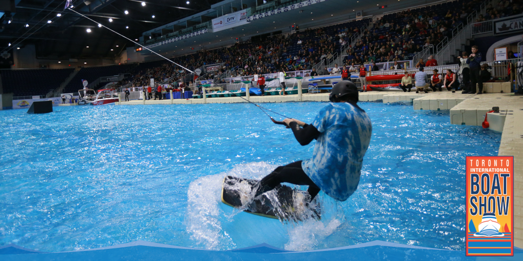 TorontoBoatShow's tweet image. Interested in giving #wakeboarding or #waterskiing a try? Check out The Lake at 5:45pm for your chance! Be there, or be square!