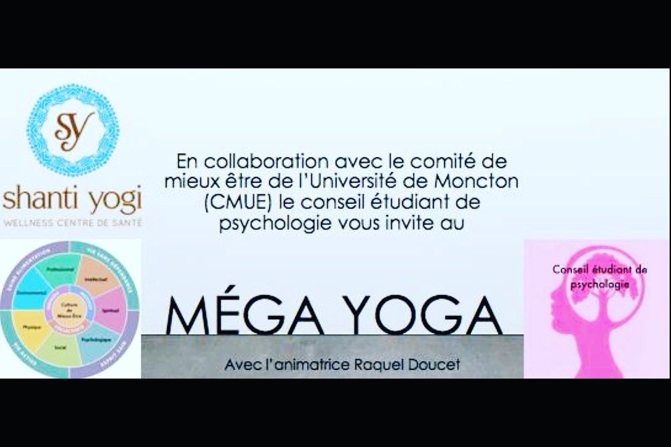 MÉGA YOGA!!! Le mardi 7 février de 12h à 13h, gymnase du CEPS et c'est GRATUIT ! Prix de participation à gagner!