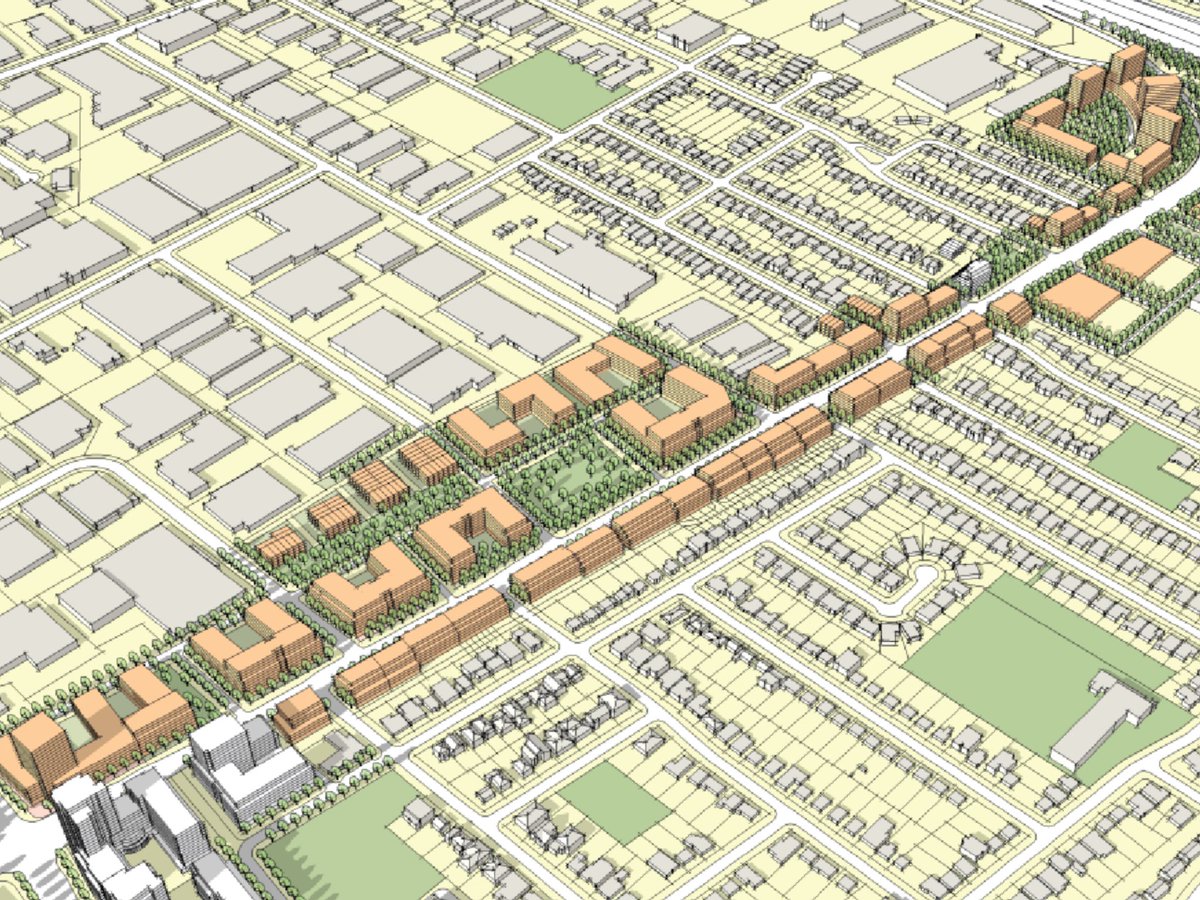 jen_keesmaat's tweet photo. Where some people see low density sprawl, planners see new, walkable, linear mixed use neighbourhoods. #TransformingSuburbs #Dufferin https://t.co/RObYK8JGrZ