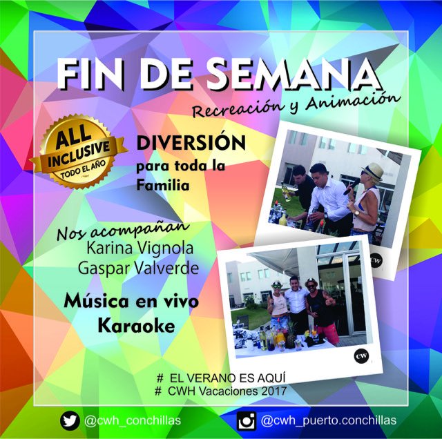 CWH_Conchillas's tweet photo. EmpezamosLaDiversionAntesEstaSemana!!! MañañaLlegan @karinavignola @GasparValverde. #CwhOficial #ElVeranoEsAqui #AllInclusive2017 https://t.co/oFIoMUri2W
