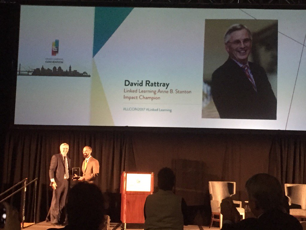 BizEdBridget's tweet photo. #LLCON2017 Honors David Rattray for leading Linked Learning movement in CA. @letsunitela  @LAAreaChamber @LL_LAUSD https://t.co/Oahf2alv1i