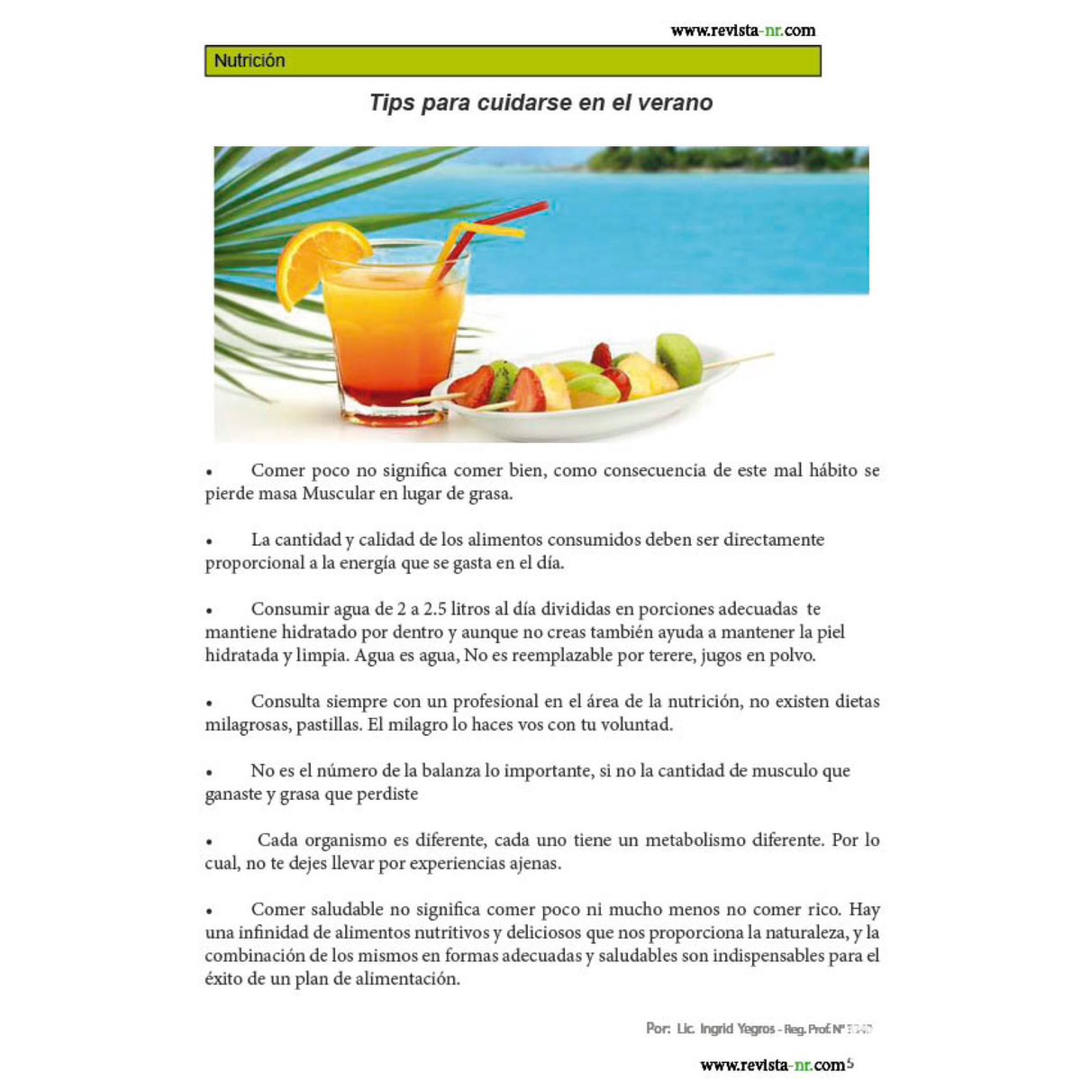 revistanr_'s tweet photo. Tips para cuidarse en el verano. La Lic @ivannanutri Te recomienda como cuidarte en el verano ingresa a https://t.co/4Bn5YcwWmU https://t.co/BzHfk6wDGg