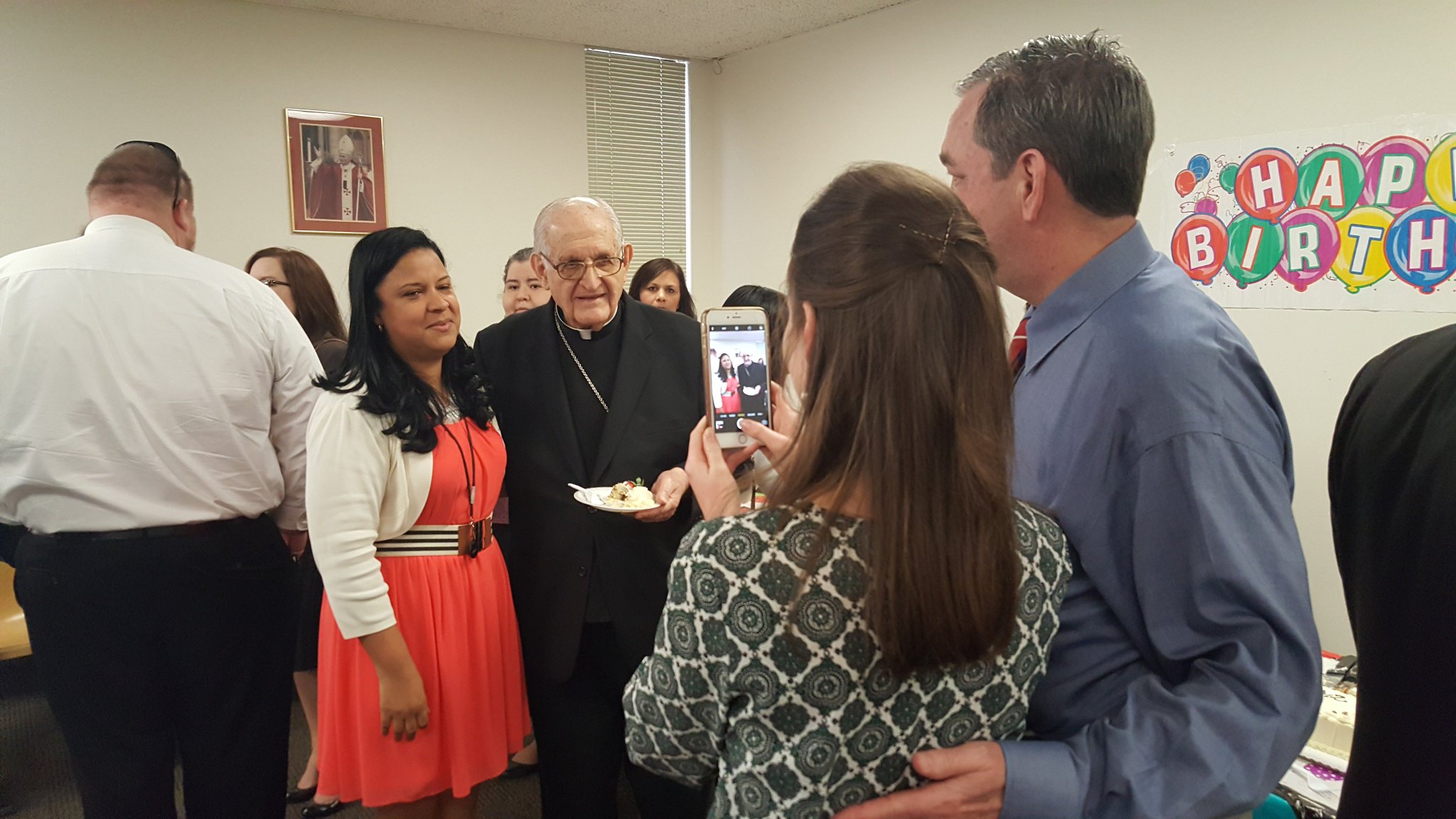 Chancery staff gathered this afternoon to wish a happy birthday to Archbishop Emeritus Joseph Fiorenza! 