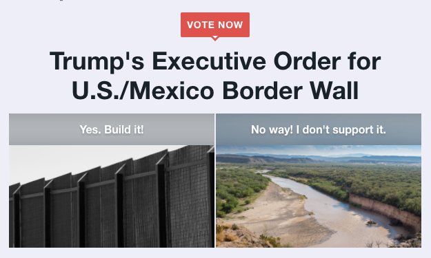 CesareAlessa's tweet image. #VoteNow - bit.ly/2k1vvvg - Do You Support Trump&apos;s Executive Order to Build U.S./Mexico Border Wall? #Trumpwall #fileright