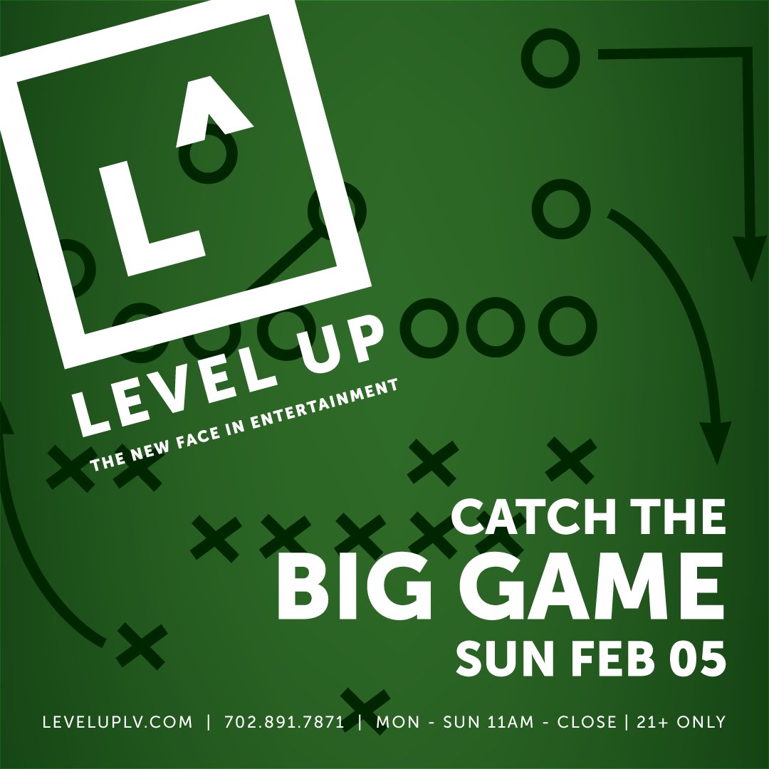 leveluplasvegas's tweet photo. Reserve your spot now for #TheBigGame at #LEVELUPLV. Enjoy hotdogs, beer, a live DJ, and giveaways. Reserve at: https://t.co/IPOQNMJZFk https://t.co/AwpCDJoDfx