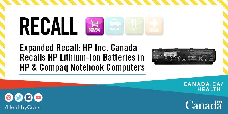 HealthyCdns's tweet image. The lithium-ion #battery in these #NotebookComputers poses a potential burn or fire hazard. Check expanded #recall: ow.ly/QfCf308lLAS