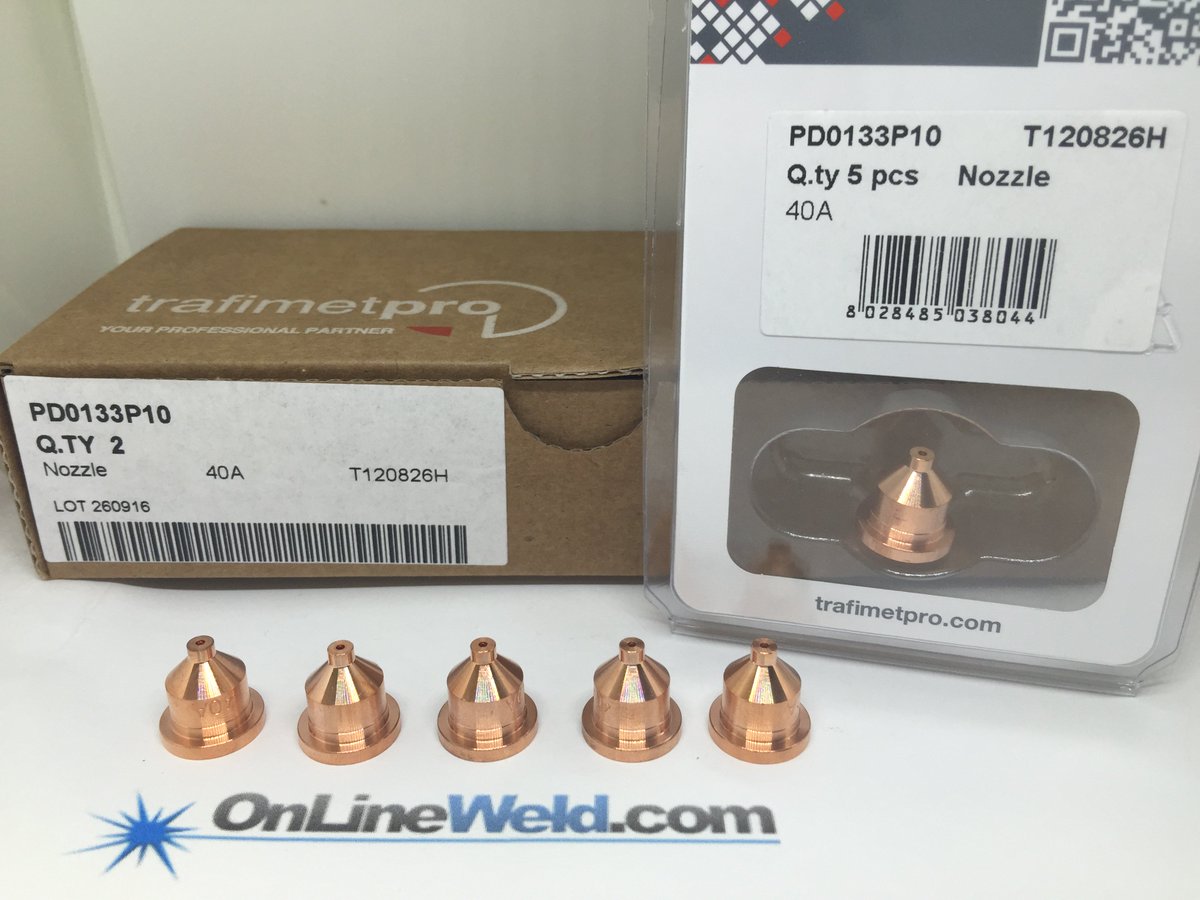 Trafimet Pro (10 pcs) PD0133P10 #120826 Blister of #Nozzle 40A (600) #PD0133P10 #TrafimetPro #madeinitaly #welder #metalwork #ONLINEWELD