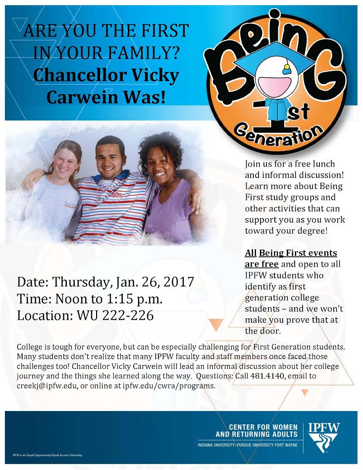 Hi everyone tomorrow  with the Chancellor Vicky Carwein. In Walb Union room 222-226. Time is from noon to one fifteen. Have a nice night!!