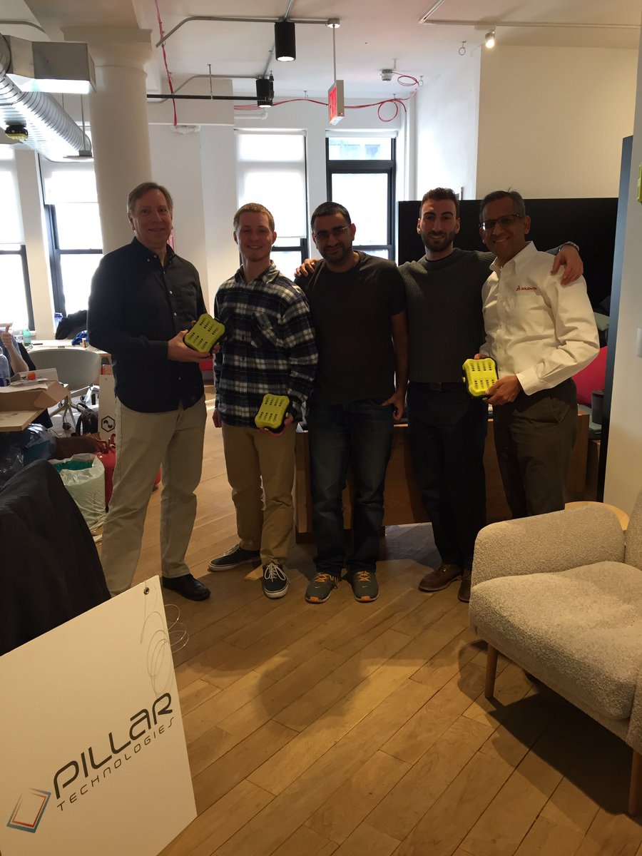 suchitjain's tweet photo. Great visit to TechStars IOT NYC. Met Sean &amp; Matt Pillar Tech  #IOTforConstruction, Chris- Mosaic mfg. #SolidWorksIsEverywhere https://t.co/O9G3pprTaW
