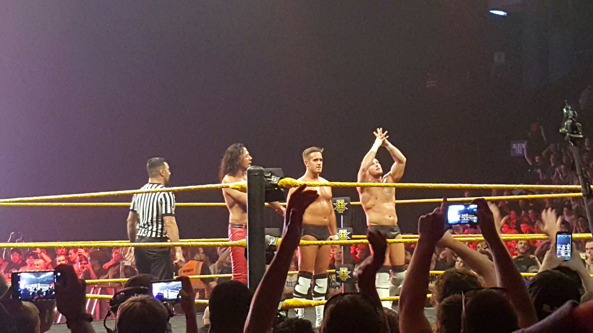 TheZachBallard's tweet photo. @WWEAustralia seeing the home town boys repping the home teams at #NXTPerth @ShaneThorneWWE @WWENickMiller @ShinsukeN https://t.co/oAAdXRPsC0