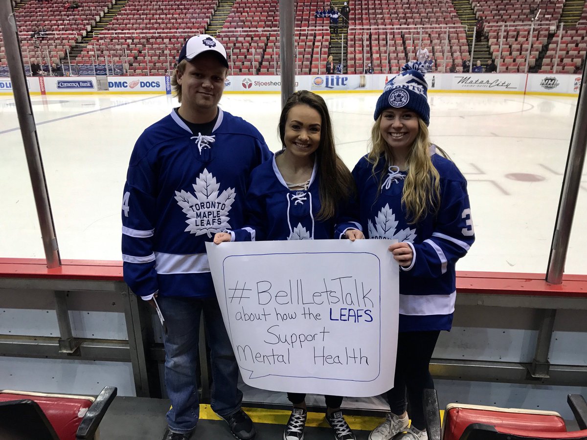 MapleLeafs's tweet photo. Leafs fans supporting #BellLetsTalk in Detroit.
#TMLtalk https://t.co/6LOQUydcbS