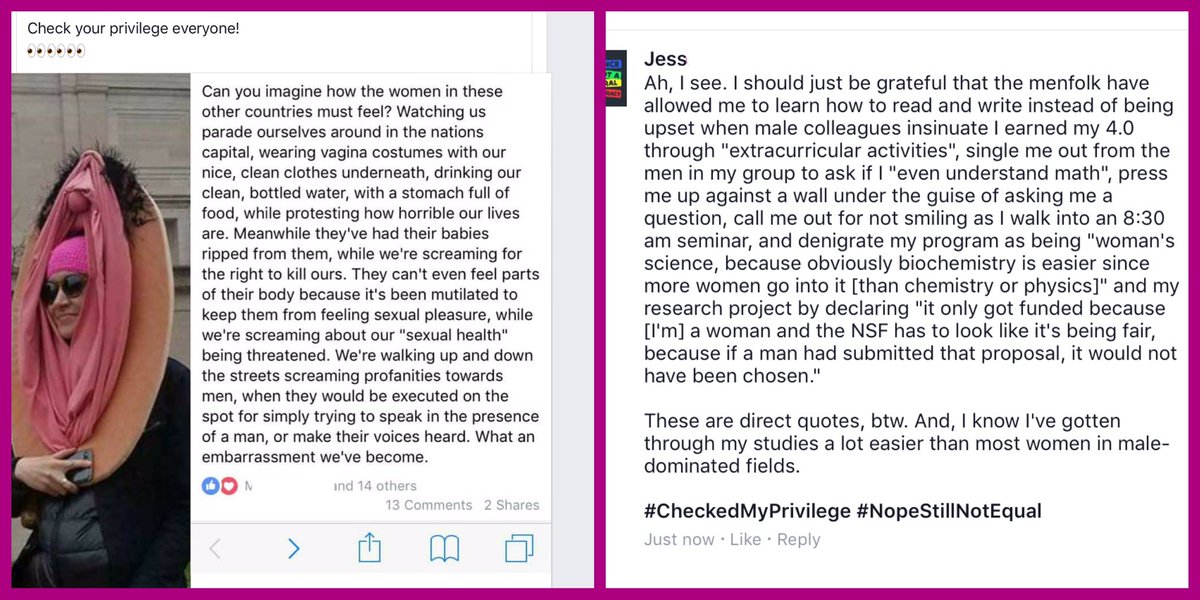 ArneSci's tweet photo. Millions of women are in worse situations, but that doesn't mean we settle for less. #CheckedMyPrivilege #NopeStillNotEqual
#WomensMarch https://t.co/xfTULpOEVX
