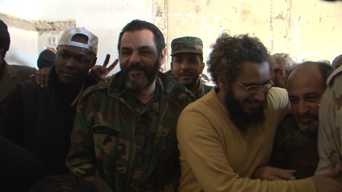 LibyaschannelEN's tweet photo. Libya Channel captures emotional scenes as 60 men kept prisoners by terrorists in #Ganfuda are freed
#Benghazi https://t.co/QARnikmnd1