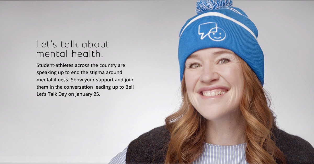 KateBeirness's tweet photo. Mental illness touches everyone. Support student-athletes &amp; show them we are #OneTeamForMentalHealth #BellLetsTalk. https://t.co/KkOdUXFIz2 https://t.co/oqkrnQfF2q
