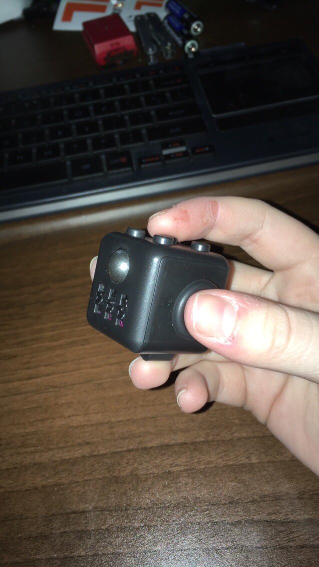 amberroutledge_'s tweet photo. Logan bought me a #FidgetCube for my birthday &amp; it just came in today. I'm hoping it'll help with anxiety at work/school 😍🙏🏼 #BellLetsTalk https://t.co/TGKZXpyuGX