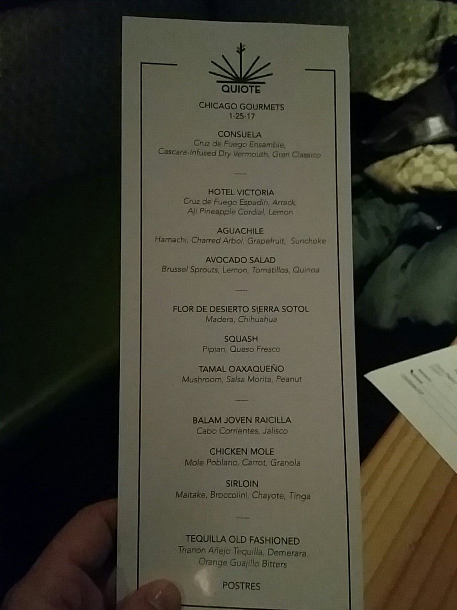 TheKurnick3's tweet photo. It's going to be a great meal @quiotechicago. #eaterchicago https://t.co/6VeGqbmUvP